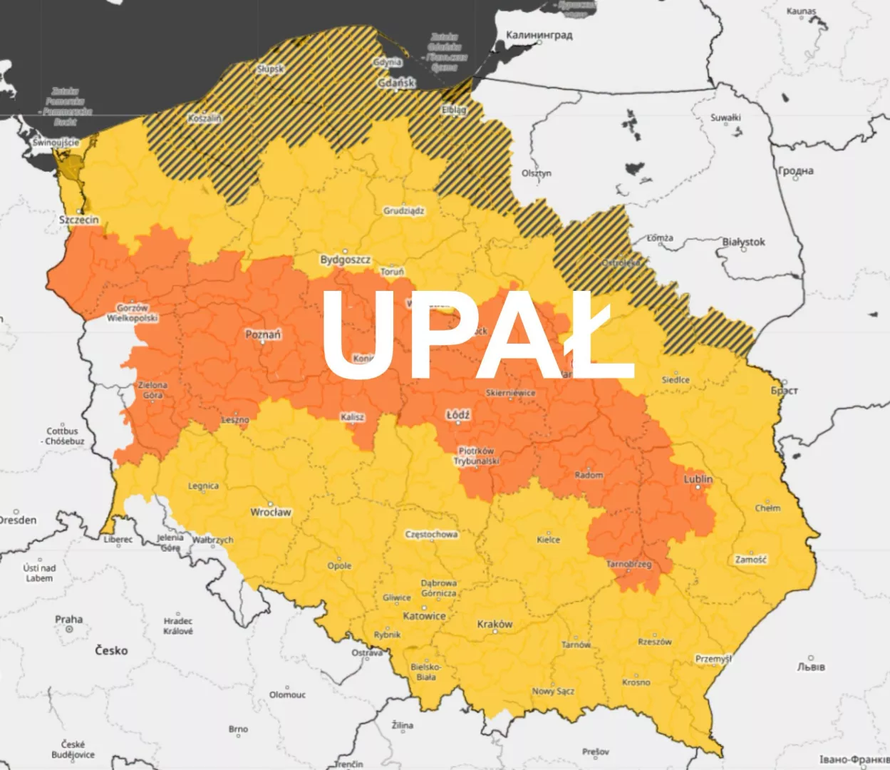 Mapa ostrzeżeń IMGW o upałach